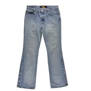 Vintage Todd Oldham Jeans Womens 11 Y2K Boot Cut Snap Distressed Grunge Soft